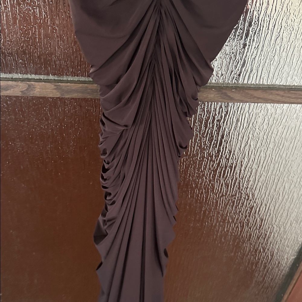 Ronny Kobo Anya V-Neck Column Jersey Maxi Dress in chocolate size Medium. - Picture 8 of 14